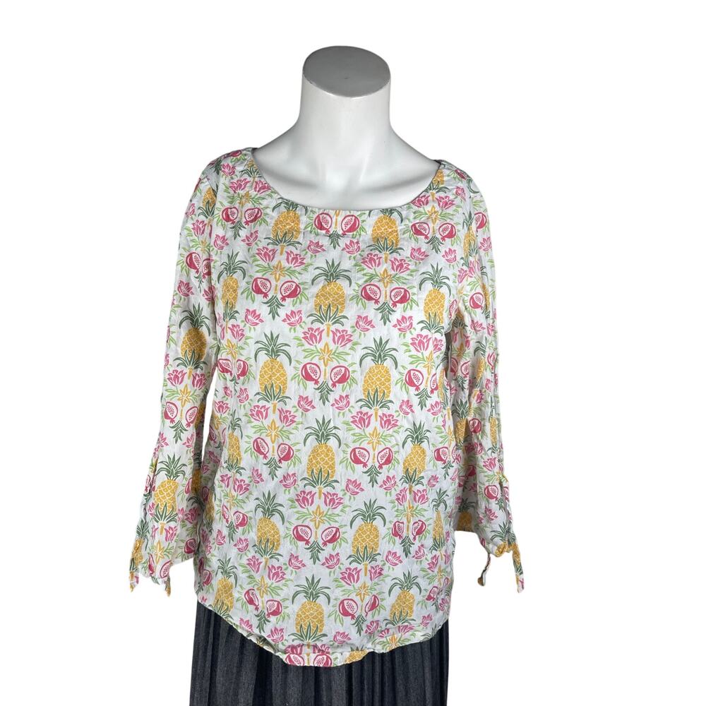 J. McLaughlin Blouse Women's Small Pineapple Print Multicolor